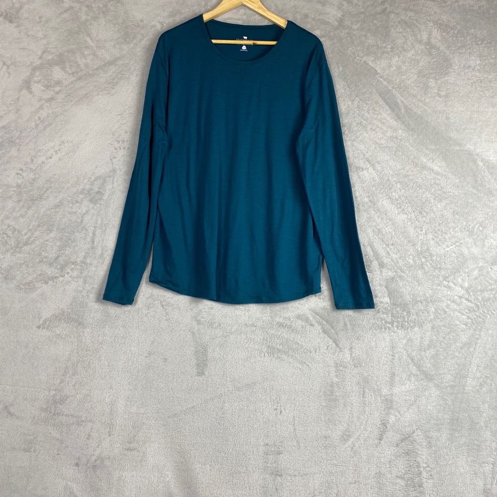 Segments Womens XXL Teal Blue 100% Merino Wool Long Sleeve Crew Neck Top Comfy